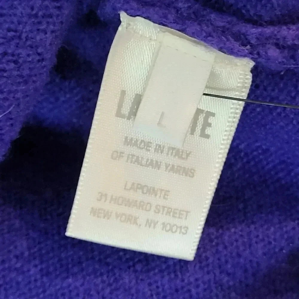 LAPOINTE Airy Cashmere Silk Fitted Cut Out Top In IndigoLarge Cold Should… - Picture 14 of 16